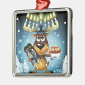 Menorah Reindeer Metalen Ornament (Links)