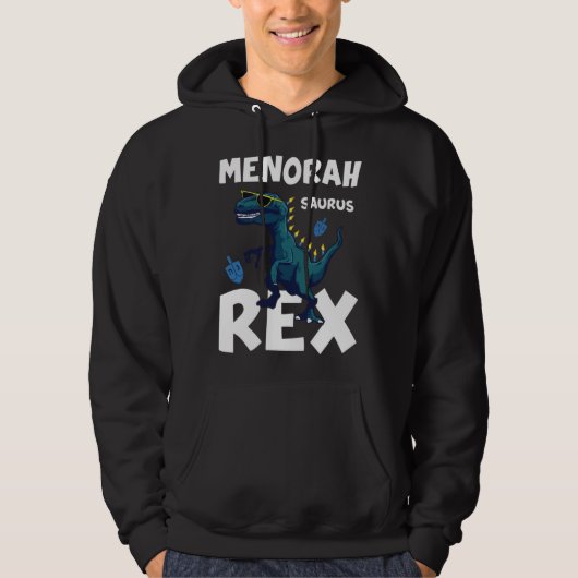 Menorah Saurus Rex Hanukkah Dinosaur Costume Hoodie (Voorkant)