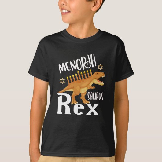 Menorah Saurus T-Rex Happy Hanukkah Dinosaur T-shirt (Voorkant)