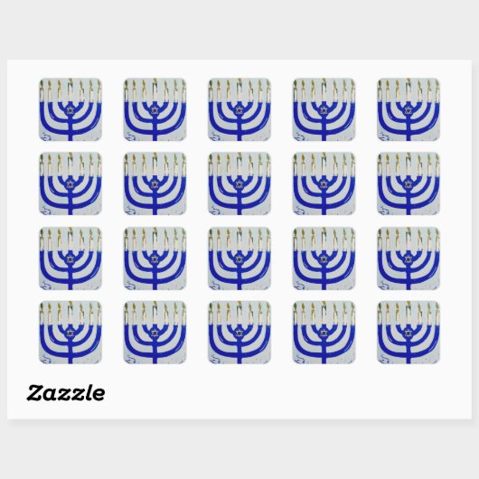 Menorah Square Stickers (Vel)