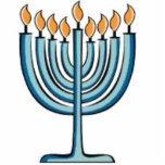 Menorah Staand Fotobeeldje<br><div class="desc">Een modelmenorah op een standaard.</div>