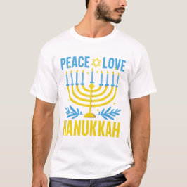 Menorah Star van David Blauw Geel Wit T-shirt