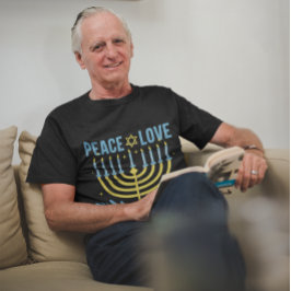 Menorah Star van David Blauw Geel Zwart Chanoeka T-shirt