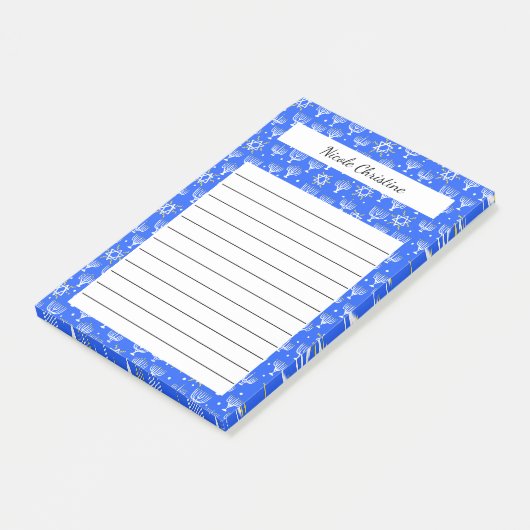 Menorah Star van David Hanukkah Blue CUSTOM Notiti Post-it® Notes (Schuin)