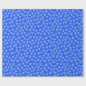 Menorah Star van David Hanukkah Pattern Blue Gift Cadeaupapier (Vlak)