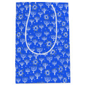 Menorah Star van David Hanukkah Pattern Blue Medium Cadeauzakje (Voorkant)