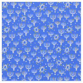 Menorah Star van David Hanukkah Pattern Blue White Stof