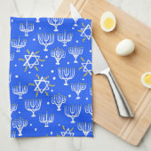 Menorah Star van David Hanukkah Pattern Blue White Theedoek (Quarter Fold)