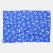 Menorah Star van David Hanukkah Pattern Blue White Theedoek (Horizontaal)
