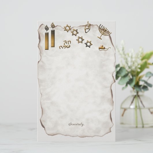 Menorah, ster van David Candles Briefpapier (Staand voorkant)
