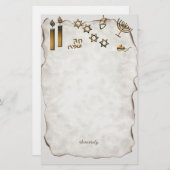 Menorah, ster van David Candles Briefpapier (Voorkant / Achterkant)