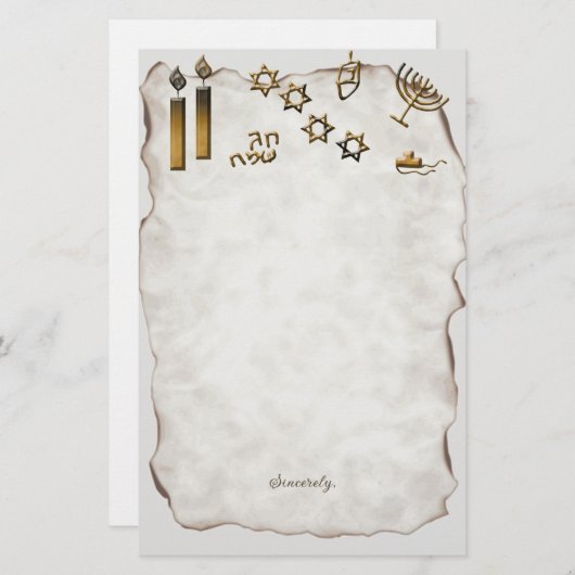 Menorah, ster van David Candles Briefpapier (Voorkant / Achterkant)
