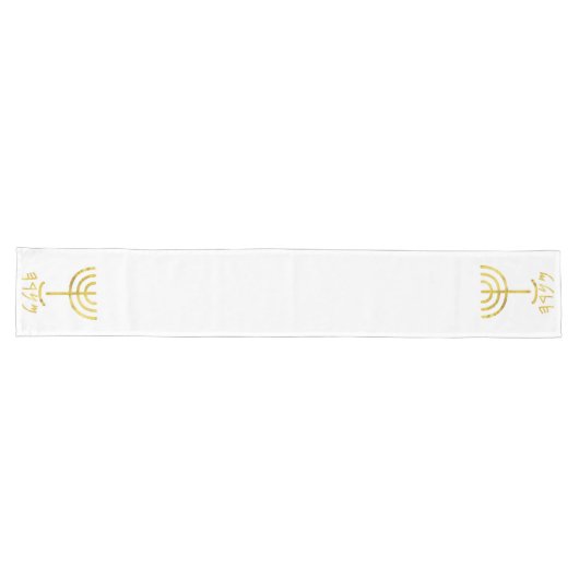 Menorah Table Runner Wit Goud Lange Tafelloper (Horizontaal)
