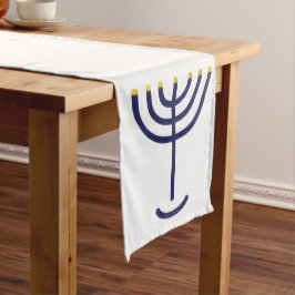 Menorah Tafelloper White-Navy