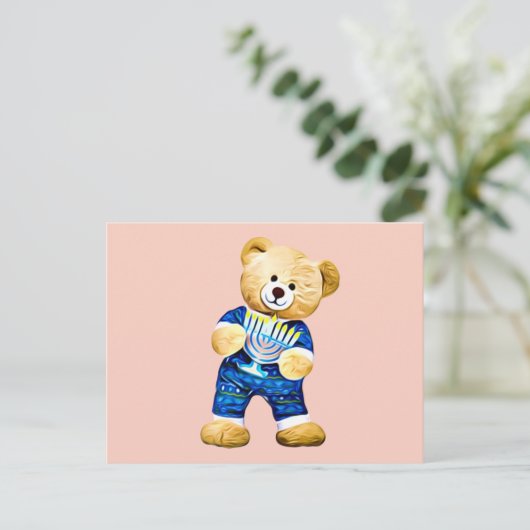 Menorah Teddy Bear Briefkaart (Staand voorkant)