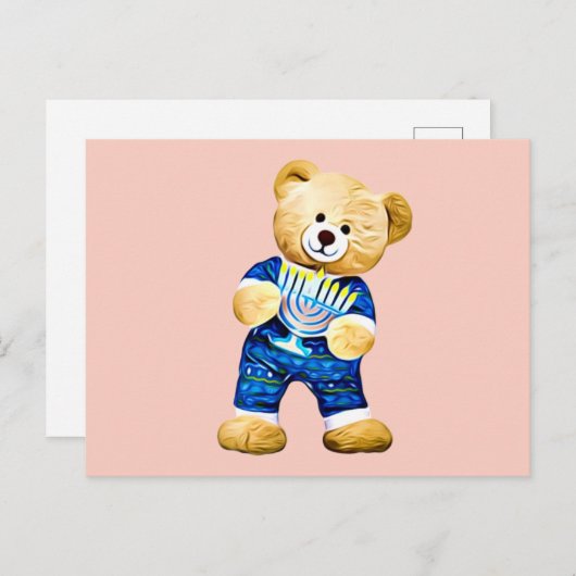 Menorah Teddy Bear Briefkaart (Voorkant / Achterkant)