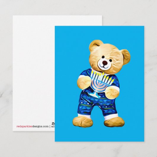 Menorah Teddy Bear Feestdagenkaart (Voorkant / Achterkant)
