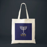 Menorah Tote Bag<br><div class="desc">Afzonderlijk vertegenwoordigen de letters: Menorah: Mem, Nun, Resh, Hey Mem - Chaos Mighty Blood Nun - Continue Heir Son Resh - First Top Beginning Hey - Kijk Breath Exo 25:31 en gij zult een kaars van zuiver goud maken: van geslagen werk moet de kandelaar gemaakt worden: zijn schacht en zijn...</div>