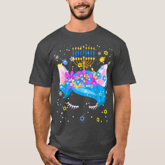 Menorah Unicorn Face Hanukkah Unicorn Menorah Jewi T-shirt