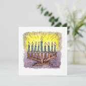 Menorah Waterverf Hanukkah Card Kaart (Staand voorkant)