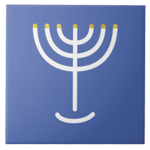 Menorah White Gold Blue Tegeltje