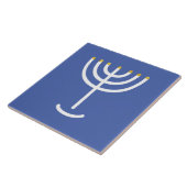 Menorah White Gold Blue Tegeltje (Zijkant)