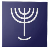 Menorah White Navy Tegeltje (Voorkant)