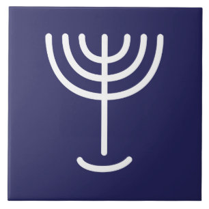 Menorah White Navy Tegeltje