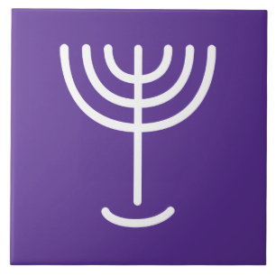 Menorah White Paars Tegeltje