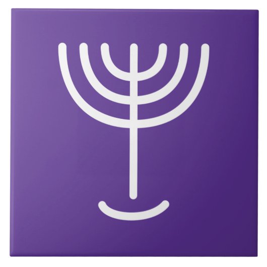 Menorah White Paars Tegeltje (Voorkant)