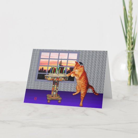 menorahkat feestdagen kaart (Voorkant)