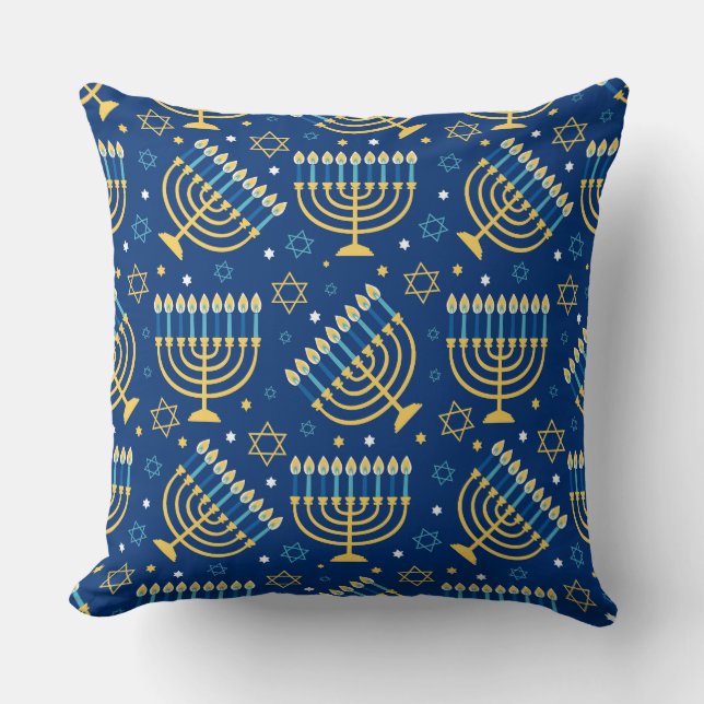 Menorahs en The Star of David Hanukkah Pattern Kussen (Voorkant)