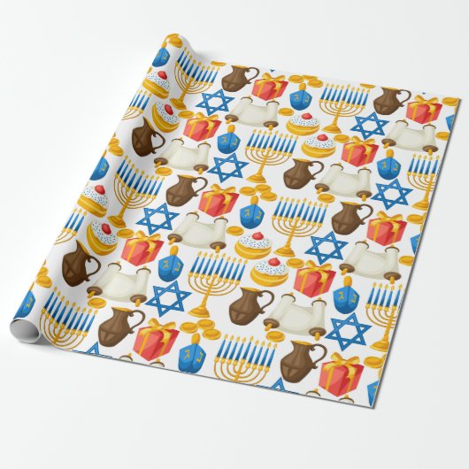 Menorah's For Hanukkah Cadeaupapier (Uitgerold)