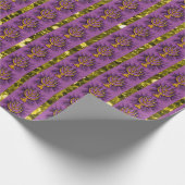 Menorahs Paarse & gouden faux glitter Cadeaupapier (Hoek)