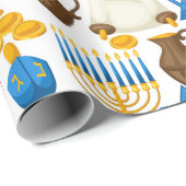 Menora's voor Hanukka Cadeaupapier (Rol Hoek)
