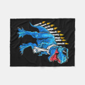 Menorasaurus Hanukkah T Rex Dinosaur Dino Chanoeka Fleece Deken (Voorkant (Horizontaal))