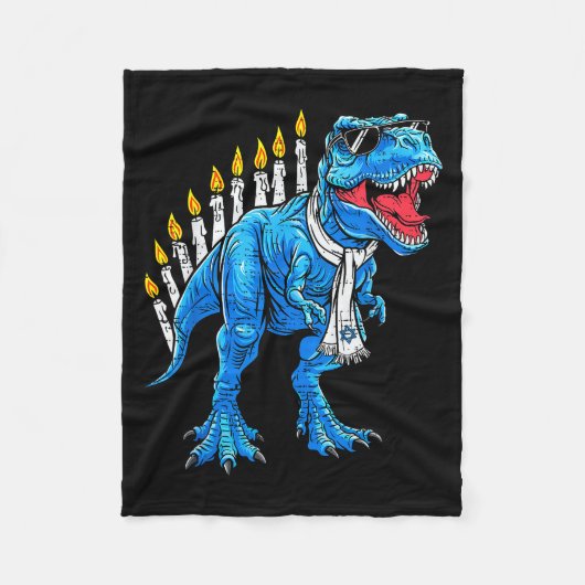 Menorasaurus Hanukkah T Rex Dinosaur Dino Chanoeka Fleece Deken (Voorkant)