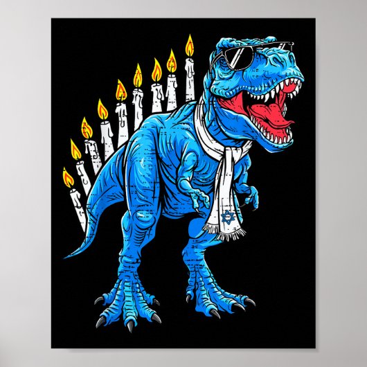Menorasaurus Hanukkah T Rex Dinosaur Dino Chanukah Poster (Voorkant)