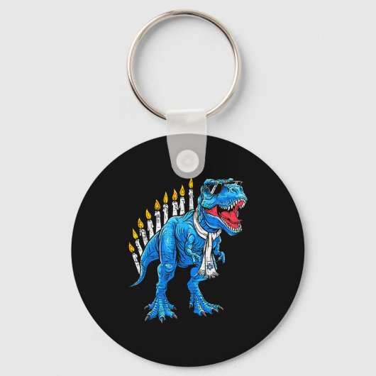 Menorasaurus Hanukkah T Rex Dinosaur Dino Chanukah Sleutelhanger (Voorkant)