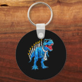 Menorasaurus Hanukkah T Rex Dinosaur Dino Chanukah Sleutelhanger (Voorkant)