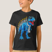 Menorasaurus Hanukkah T Rex Dinosaur Dino Chanukah T-shirt (Voorkant)