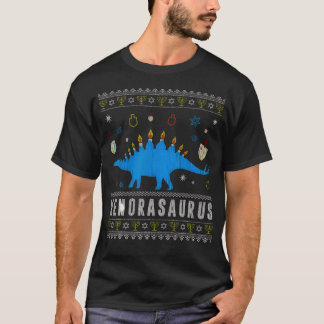 Menorasaurus Menorah Dinosaur Saurus Ugly Chanukah T-shirt