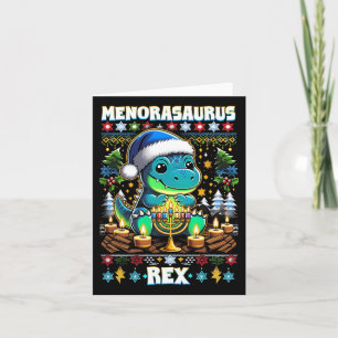 Menorasaurus Rex Dino Trex Lelijke Kersttrui Kaart