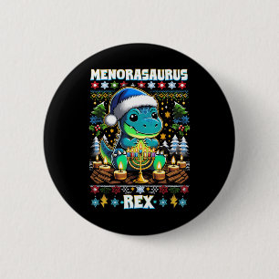Menorasaurus Rex Dino Trex Lelijke Kersttrui Ronde Button 5,7 Cm