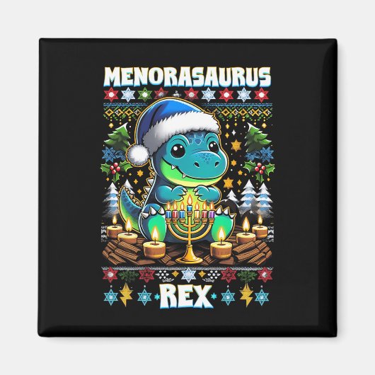 Menorasaurus Rex Dino Trex Verschrikkelijke Kerst  Magneet (Voorkant)