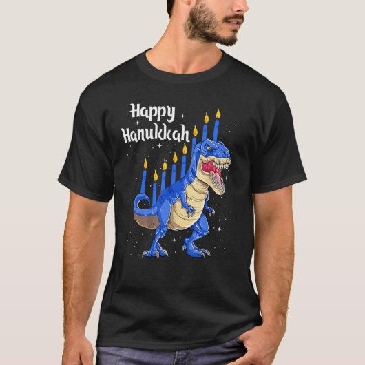 Menorasaurus Rex Dinosaur Chanukkah Happy Hanukkah T-shirt (Voorkant)