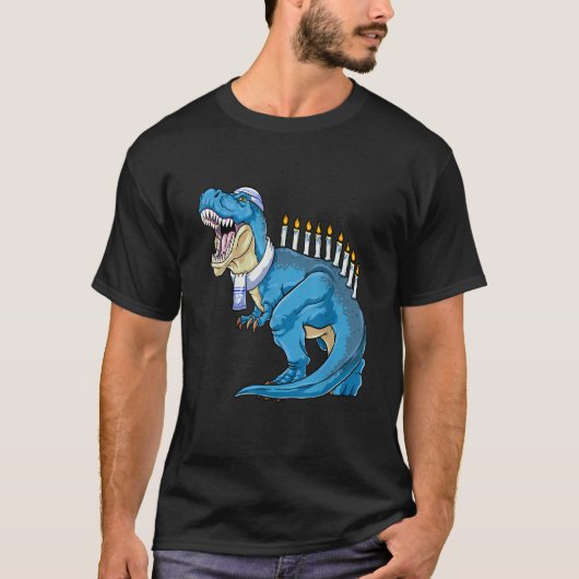 Menorasaurus Rex Dinosaur Happy Hanukkah Pjs Famil T-shirt (Voorkant)