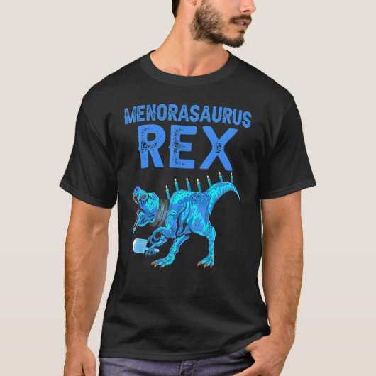 Menorasaurus Rex Dinosaur Rex Hanukkah Menora Pu T-shirt (Voorkant)
