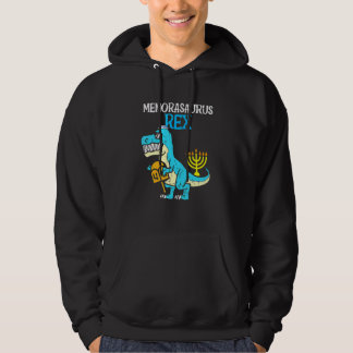 Menorasaurus Rex Hanukkah Jewish Dino rex Boys Hoodie