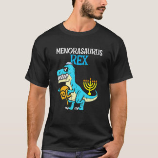 Menorasaurus Rex Hanukkah Jewish Dino rex Boys T-shirt